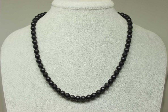 Shungite (Şungit) Taşı Kolye 6mm (Klipsli) ürün görseli 1