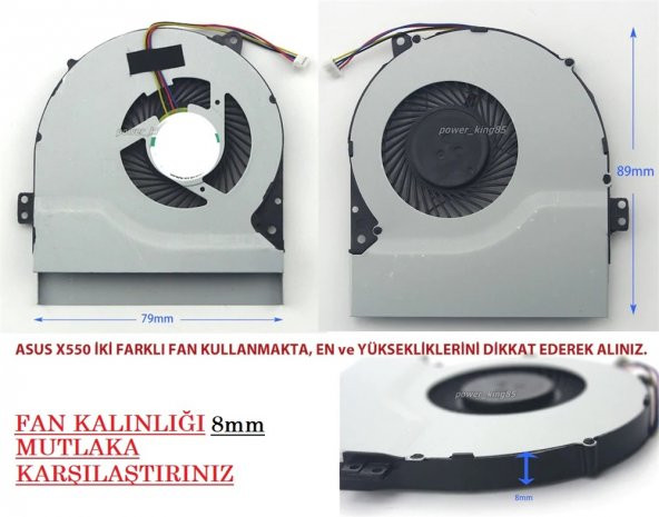 Asus X550L, X550LA, X550LAV, X550LB Cpu Fanı Ver.1 (7-8mm) ürün görseli 1