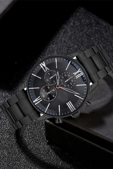 Erkek Saat Siyah Gümüş Analog Kadın Saat Unisex Kol Saati STC11991 ürün görseli 1