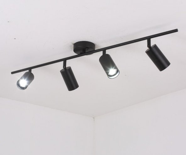 mylights  mat siyah  gün ışığı ledli 4lü les spot aydınlatma hareketli ürün görseli 1