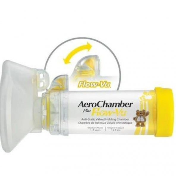 Aerochamber Flow-Vu Sarı 1-5 Yaş Arası Ayıcıklı Model ürün görseli 1