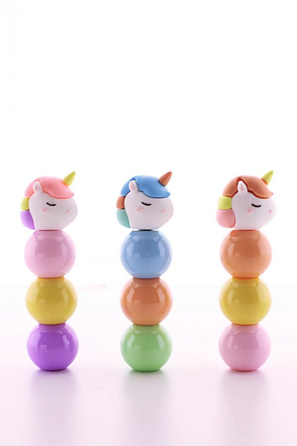 3 Adet 9 Kalemli Unicorn Tasarımlı Fosforlu Kalem Set ürün görseli 1