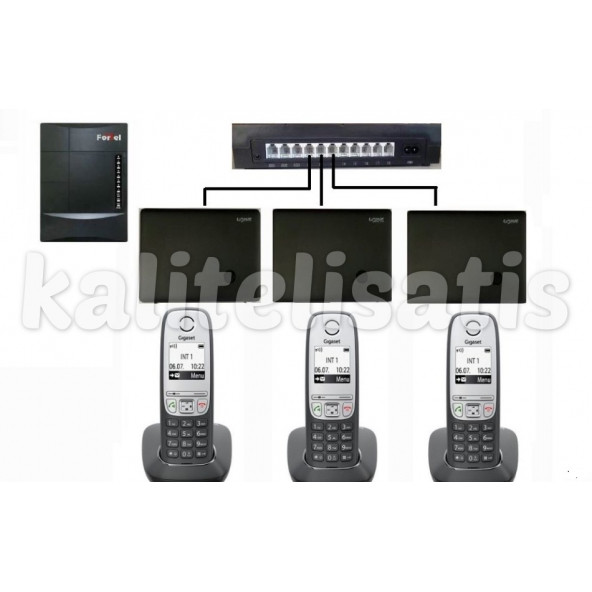 Fortel Z308 3 Harici 3 Dahili Bazlı Gigaset A415 Kablosuz Telefon Santrali ürün görseli 1