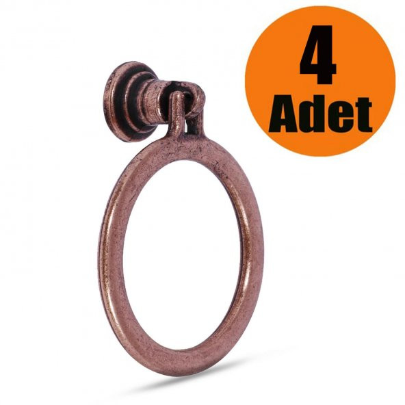 Dolap Çekmece Kulpu Kulbu Antik Bakır Metal Halka Kulp (4 ADET) ürün görseli 1
