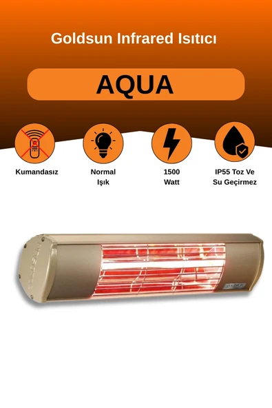 Goldsun Aqua 1500 Watt GSA15 Kumandasız Suya Dayanıklı Elektrikli İnfrared Isıtıcı-Bej ürün görseli 1