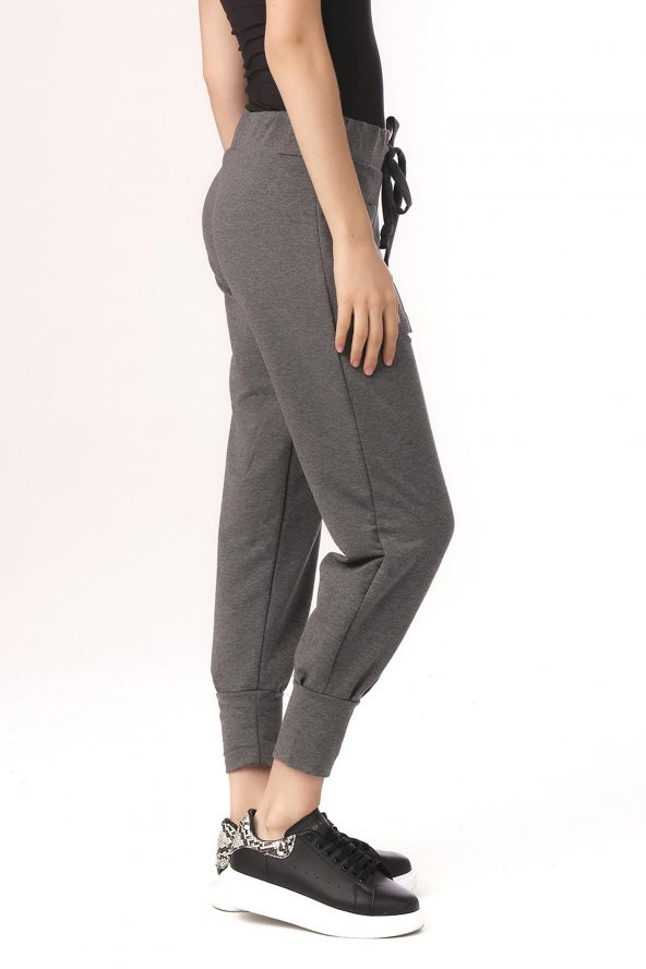 Kadın Beli ve Paçası Lastikli Eşofman Altı Rahat Spor Pantolon - Resim 8