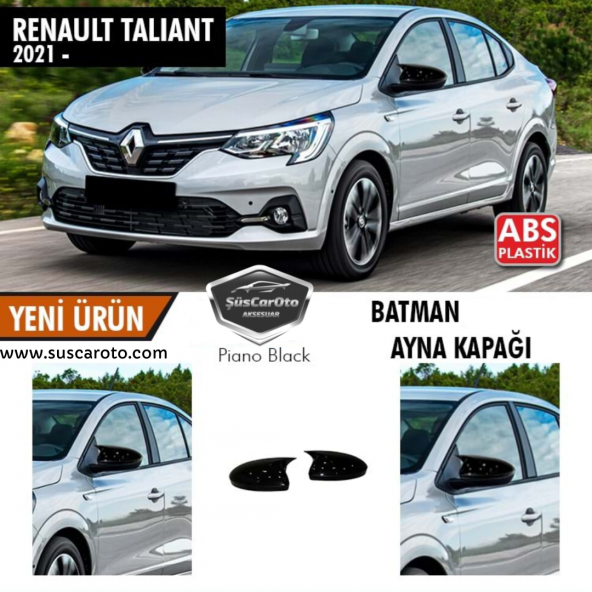 Renault Taliant Batman Yarasa Ayna Kapağı Piano Black ABS Plastik ürün görseli 1
