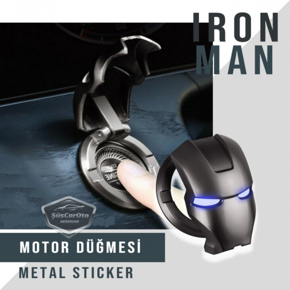Start Stop Tuşu Kapağı Iron Man Metal Tuş Koruyucu Dekoratif Özel Çinko Alaşım Siyah ürün görseli 1