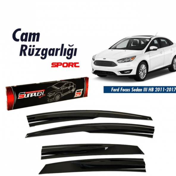 SUNPLEX Ford Focus 3 Hb/Sedan 2011-2017 Spor Cam Rüzgarlığı 4 Parça ürün görseli 1