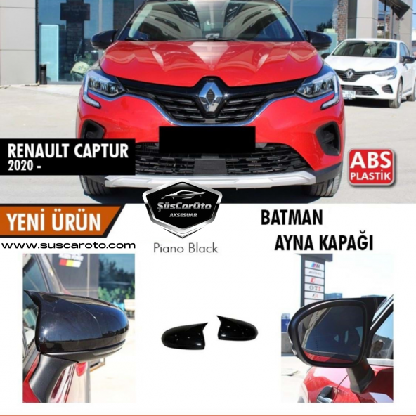 Renault Captur 2020 Sonrası Batman Yarasa Ayna Kapağı Piano Black ABS Plastik ürün görseli 1