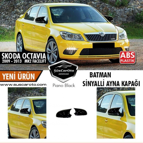 Skoda Octavia Mk2 A5 Facelift 2009-2013 Batman Yarasa Ayna Kapağı Piano Black ABS Plastik ürün görseli 1