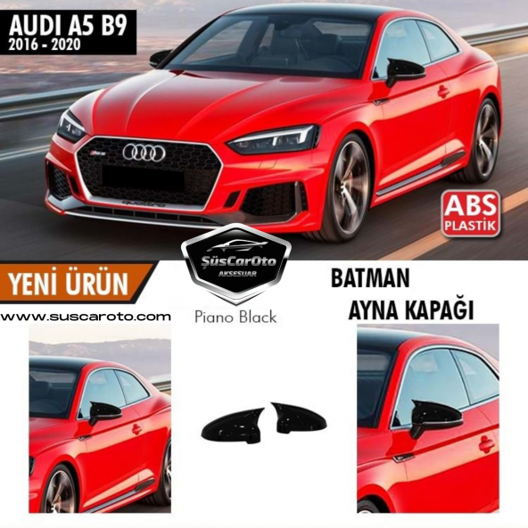 Audi A5 B9 Sinyalli 2016-2020 Batman Yarasa Ayna Kapağı Piano Black ABS Plastik ürün görseli 1