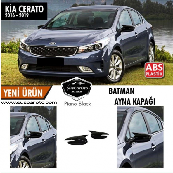 Kia Cerato Sinyalli 2016-2019 Batman Yarasa Ayna Kapağı Piano Black ABS Plastik ürün görseli 1