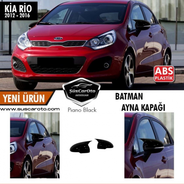 Kia Rio Sinyalli 2012-2016 Batman Yarasa Ayna Kapağı Piano Black ABS Plastik ürün görseli 1