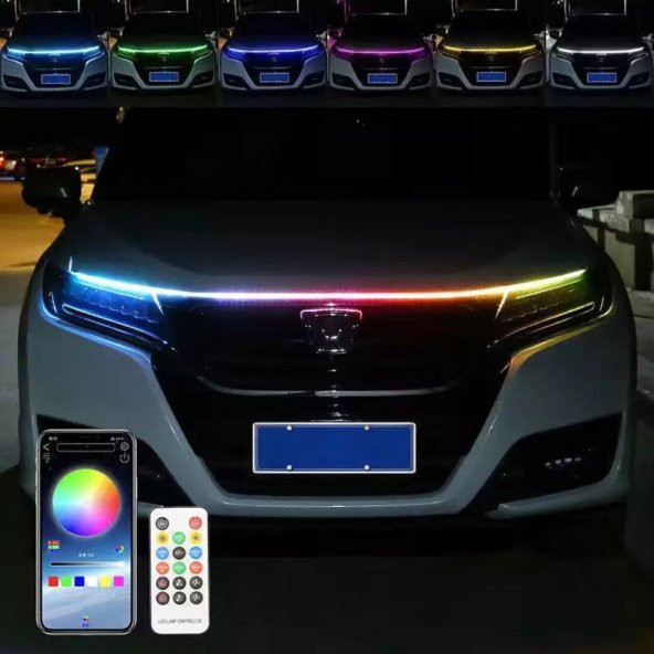 DRL Ön Kaput Gündüz Ledi App ve Kumanda Kontrol 1.5 Metre RGB Led Şerit Golf 8 Dizayn ürün görseli 1