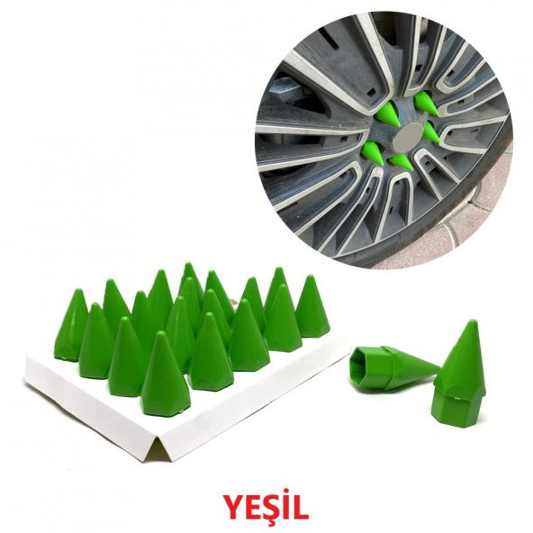 Sivri Mermi Bijon Kapağı Sökme Aparatlı 20 li Set 17 mm-19 mm YEŞİL ürün görseli 1