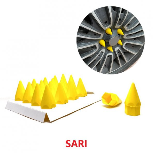 Sivri Mermi Bijon Kapağı Sökme Aparatlı 20 li Set 17 mm-19 mm SARI ürün görseli 1