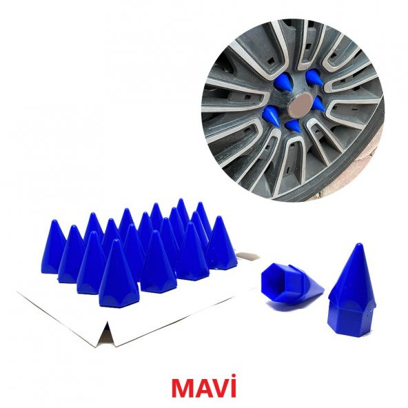 Sivri Mermi Bijon Kapağı Sökme Aparatlı 20 li Set 17 mm-19 mm MAVİ ürün görseli 1