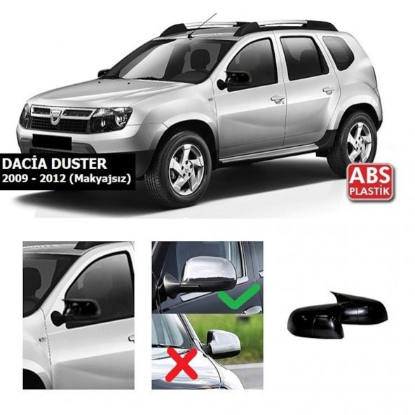 Dacia Duster 2009-2012 Makyajsız Batman Yarasa Ayna Kapağı Piano Black ABS Plastik ürün görseli 1