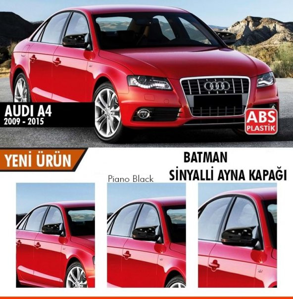 Audi A4 B8 2009-2014 Batman Yarasa Ayna Kapağı Piano Black ABS Plastik ürün görseli 1