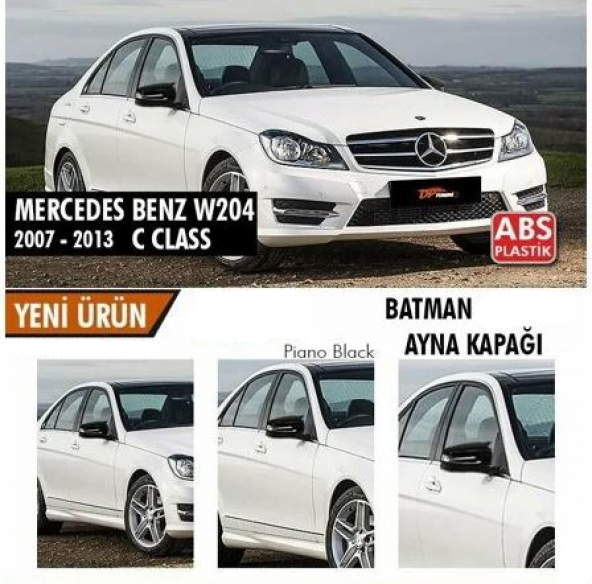 Mercedes Benz W204 2007-2014 Batman Yarasa Ayna Kapağı Piano Black ABS Plastik ürün görseli 1