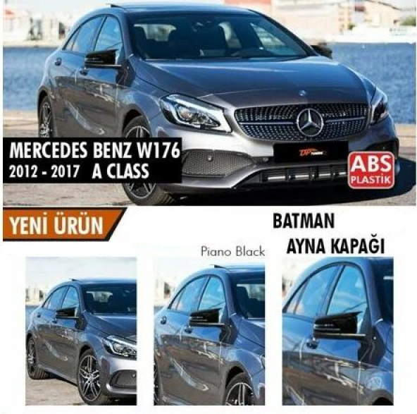 Mercedes Benz W176 2012-2018 Batman Yarasa Ayna Kapağı Piano Black ABS Plastik ürün görseli 1