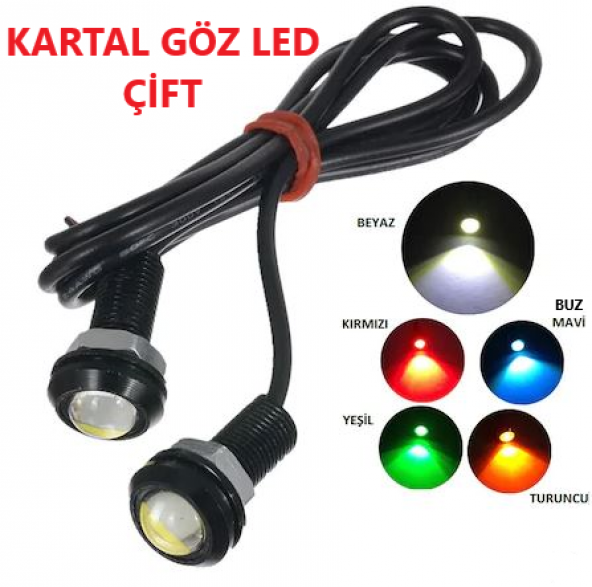 Ayna Altı Kartal Göz Led Eye Gündüz Farı Buz Mavi-Turuncu-Beyaz Çift ürün görseli 1