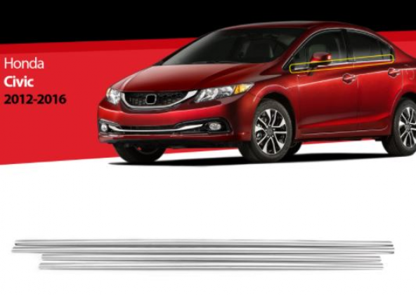 Honda Civic 2012-2016 Fb7 Krom Cam Çıtası 4 Kapı 4 Parça P.çelik ürün görseli 1