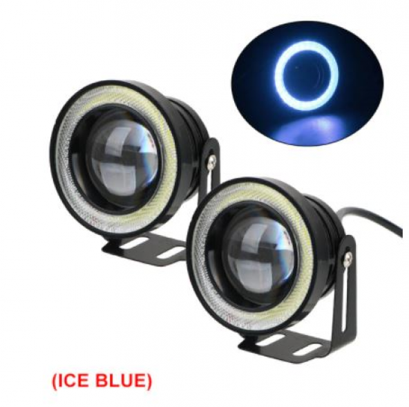Üniversal Mercekli Angel Sis Farı Su Geçirmez 76 mm Buz Mavi Metal Halkalı Angel Eyes ürün görseli 1