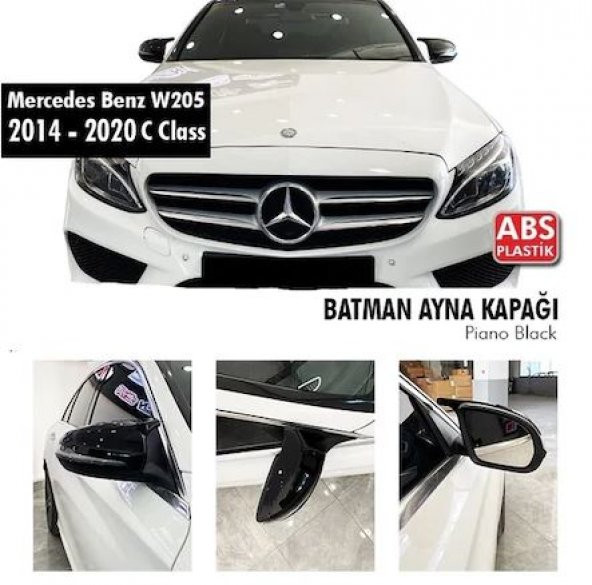 Mercedes W205 C Serisi 2015 Sonrası Batman Yarasa Ayna Kapağı Piano Black ABS Plastik ürün görseli 1