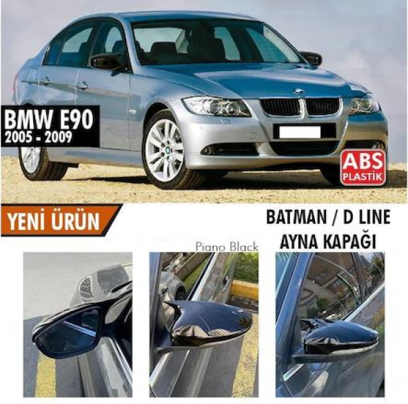 BMW E90 Makyajsız Kasa 2005-2009 Batman Yarasa Ayna Kapağı Piano Black ABS Plastik ürün görseli 1
