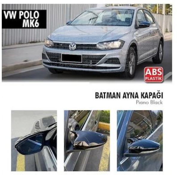 Vw Polo MK6 2018 Sonrası Batman Yarasa Ayna Kapağı Piano Black ABS Plastik ürün görseli 1