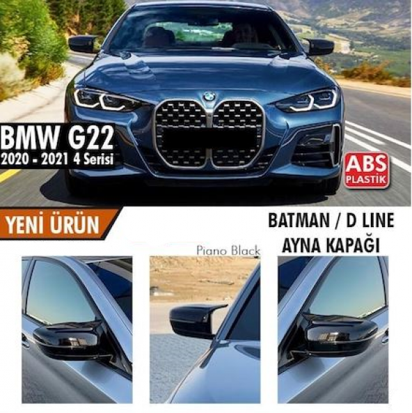 BMW G22-G23-G26 4 Serisi Batman Yarasa Ayna Kapağı Piano Black ABS Plastik ürün görseli 1