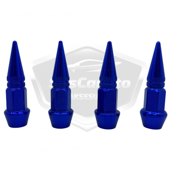 Sivri Sibop Kapağı Mermi Sibop Kapağı Araba Motosiklet Bisiklet Metal 4 lü Set Mavi ürün görseli 1