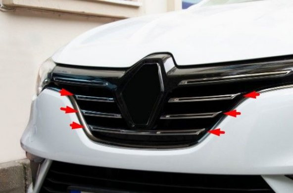 Renault Megane 4 Krom Ön Panjur Çıtası 5 Parça Paslanmaz Çelik ürün görseli 1