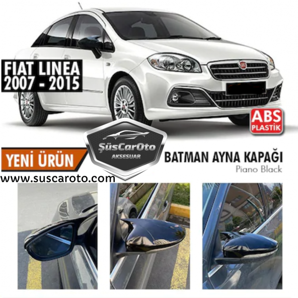Fiat Linea 2007-2015 Batman Yarasa Ayna Kapağı Piano Black ABS Plastik ürün görseli 1