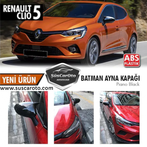 Renault Clio 5 2019 Sonrası Batman Yarasa Ayna Kapağı Piano Black ABS Plastik ürün görseli 1