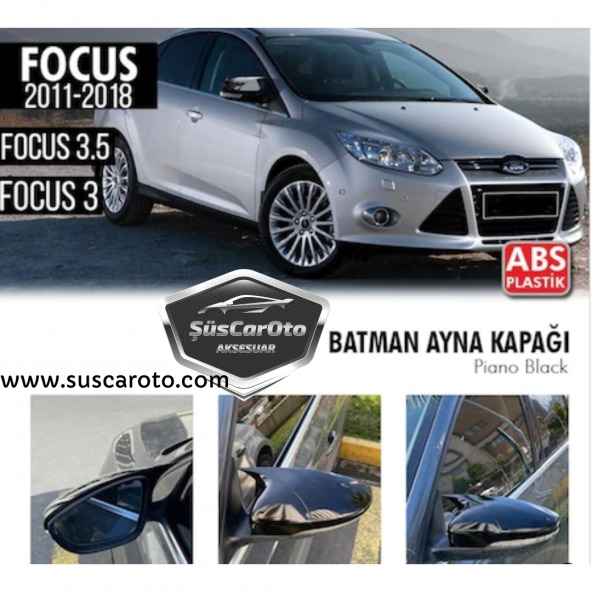 Ford Focus 3 3.5 2011-2018 Batman Yarasa Ayna Kapağı Piano Black ABS Plastik ürün görseli 1