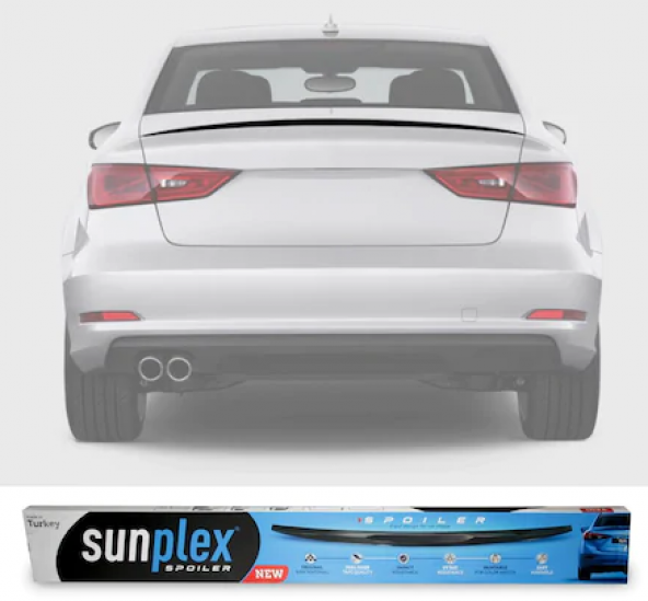SUNPLEX Audi A3 Sedan 2013-2019 Bagaj Üstü Spoiler Piano Black ürün görseli 1