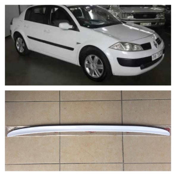 Renault Megane 2 Sedan Kasa Bagaj Üstü Spoiler Parlak Beyaz ürün görseli 1
