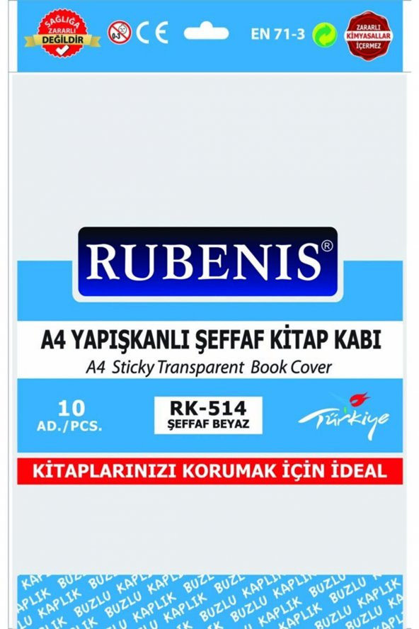 Rubenis A4 Yapışkanlı Buzlu Şeffaf Kitap Kabı Beyaz ürün görseli 1
