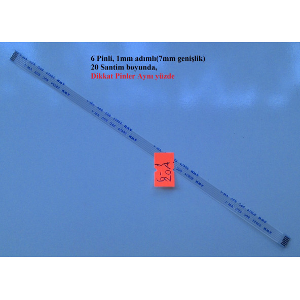Awm 20624 80C 60V Vw-1 Flex Şerit Kablo 6 Pin 1Mm 20Cm 6-1-20A-2 ürün görseli 1