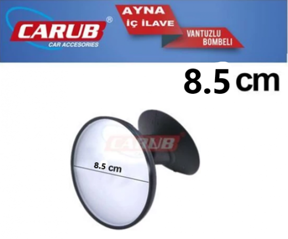Carub İç Dikiz Aynası Vantuzlu Bombeli Yuvarlak Orta 8.5 cm ürün görseli 1