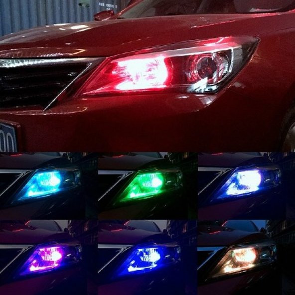 Araç Çakar Lamba RGB 16 Ledli Ampul Kumandalı Çakarlı Park Ampülü ürün görseli 1