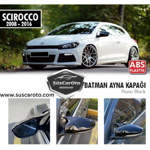 Vw Scirocco 2008-2016 Batman Yarasa Ayna Kapağı Piano Black ABS Plastik ürün görseli 1