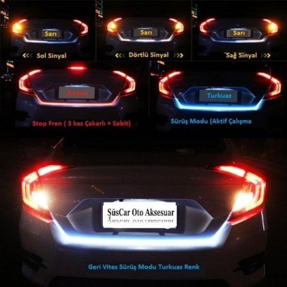 Bagaj Altı Kayar Kayan Led 7 Renkli Fonksiyonlu Su Geçirmez 120cm ürün görseli 1