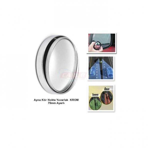 Carub Açısı Ayarlanabilir 75 mm Krom Yuvarlak Kör Nokta Aynası ürün görseli 1