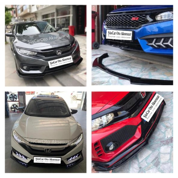 Honda Civic FC5 Esnek 3 Parça Lip Piano Black Flaplı Kanatlı ürün görseli 1