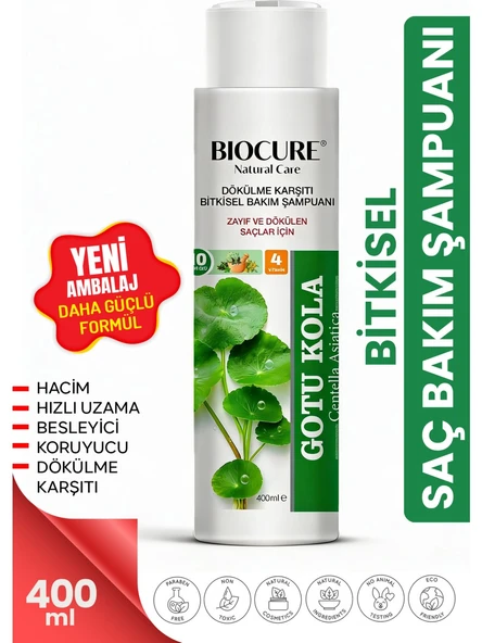 Biocure Saç Dökülme Karşıtı Bitkisel Bakım Şampuanı Zayıf ve Dökülen Saçlar 400 ml ürün görseli 1
