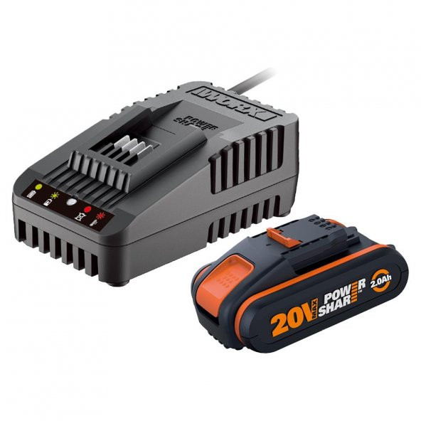 WORX WA3601 20Volt 2.0Ah. PowerShare Li-ion Akü ve Akü Şarj Cihazı ürün görseli 1